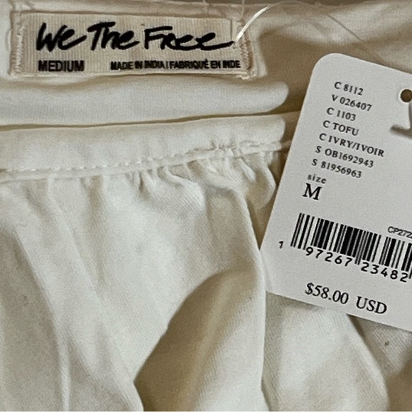 NWT Free People We The Free Here To Slay Tee Ivory M Boho off shoulder cropped - Picture 16 of 16